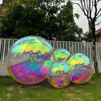 Boule miroir gonflable arc-en-ciel irisé, ballon brillant réutilisable, grande bulle