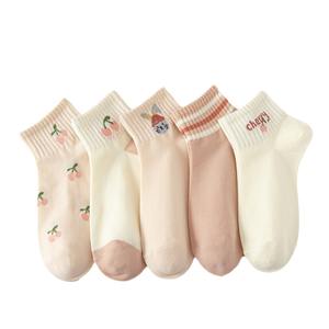 Calcetines deportivos finos de algodón estilo japonés para <span class=keywords><strong>mujer</strong></span>, 5 pares, diseño de corte bajo y boca poco profunda, modernos, cortos y bonitos para la temporada de primavera. - Product Image 5