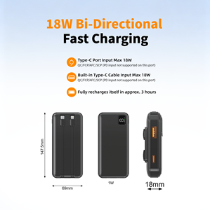 พาวเวอร์แบงค์ 22.5W 10000mAh พร้อมสายชาร์จในตัวคู่ รองรับการชาร์จเร็วทุกโปรโตคอล ใช้งานได้กับอุปกรณ์ทุกประเภท - Product Image 1