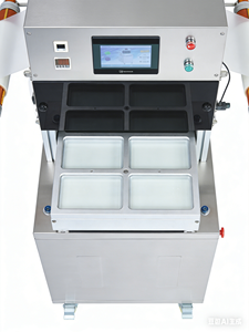 Machine d'emballage semi-automatique pour plateaux de fruits et aliments, machine d'emballage sous vide pour raisins frais et fraises - Product Image 4