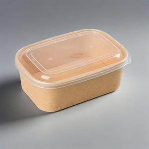 ชามสลัดกระดาษคราฟท์ทรงสี่เหลี่ยมแบบใช้แล้วทิ้งเป็นมิตรต่อสิ่งแวดล้อมภาชนะใส่อาหารชามกระดาษทรงสี่เหลี่ยมสำหรับนำไปไมโครเวฟได้ - Product Image 1