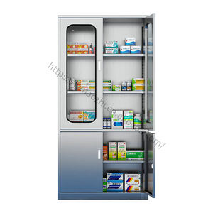 <span class=keywords><strong>Armoire</strong></span> de <span class=keywords><strong>pharmacie</strong></span> en acier inoxydable commercial <span class=keywords><strong>avec</strong></span> portes en verre pour l'école, l'hôtel, les casiers de stockage médical - Product Image 3