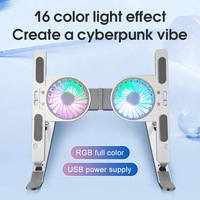 Nouveau support pliable pour ordinateur portable de 11 à 17 pouces, en alliage d'aluminium et plastique, avec deux ventilateurs réglables et éclairage RGB, portable pour bureau