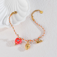Vente chaude Océan Style Étanche En Acier Inoxydable Lune Étoile Coeur Charmes Bracelets De Mode À La Main Coloré Tresse Cordon Bracelets