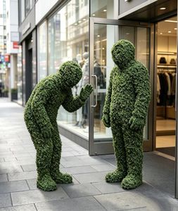 Escultura Topiaria con Forma Humana de Flamenco, Figura de Planta Verde Artificial, Estatua para Decoración de Paisajes Exteriores, Calles, Centros Comerciales y Plazas - Product Image 1