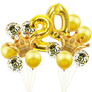 Corona per adulti palloncino di coriandoli di <span class=keywords><strong>un</strong></span> <span class=keywords><strong>anno</strong></span> set di 16 pezzi in oro forniture per decorazioni per feste di <span class=keywords><strong>compleanno</strong></span> coriandoli di paillettes - Product Image 3