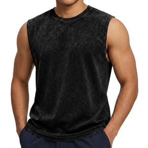 <b>Men</b> Acid Wash Tank <b>Top</b> Cotton <b>Muscle</b> Shirt Vintage Washed Workout Gym Bodybuilding Quick Dry Summer Casual Wear - Product Image 2