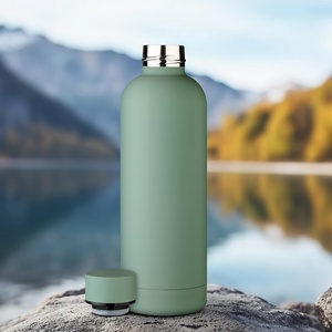 Botella Deportiva de 500 ml con Logotipo Personalizado, Botella de Agua Deportiva de Acero Inoxidable de Doble Pared, Aislada al Vacío, con Pintura de Goma Térmica Mate para Gimnasio - Product Image 2