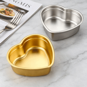 Plato de Metal con Forma de Corazón de Moda Coreana FLEY, Plato para Servir de Acero Inoxidable 304 Duradero, Bandeja Portátil para Refrigerios Infantiles - Product Image 2
