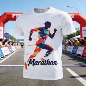 Camisetas de Running para Maratón al por Mayor, Camisetas Publicitarias con Impresión 3D, Camisetas de Poliéster con Logotipo Personalizado, Camisetas Blancas para Sublimación - Product Image 1
