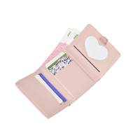 Dompet Kulit PU Ringan Baru Segar Manis Versi Korea, Lapisan Poliester, Warna Solid, Mini Tipis, Dompet Pendek Pelajar