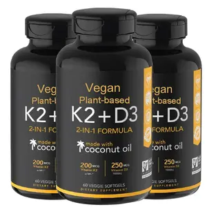 Индивидуальный логотип Vegan Vitamin D3 + K2 Softgels Capsules 10000IU для дополнения поддержки костного сустава