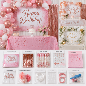 Kit de décoration personnalisé en plastique pour événements et fêtes : bannière de fond, ballons pour anniversaire, enterrement de vie de jeune fille, douche nuptiale - Origine Chine - Product Image 4