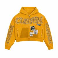 Veste unisexe Y2K streetwear 100% coton, coupe courte, zippée, effet délavé vintage, avec motif léopard, lettres, graphique bootleg et cloutages