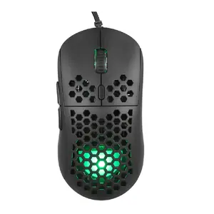 Honeycomb Shell RGB Backlight 6 Adjustable DPI 7200 Ergonomic USB Optical Wired Gaming Mouse for Windows PC