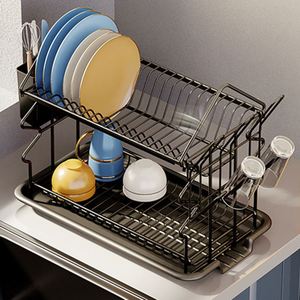 Household Kitchen <b>Storage</b> Rack Dish Rack With Drain Round Quilted Dish <b>Storage</b> Container Stainless Steel Sink Drying Rack Stand - Product Image 3