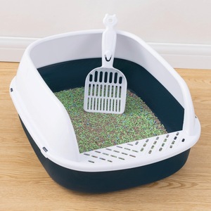 Semi Enclosed Cat <b>Litter</b> <b>Box</b> Oval <b>Large</b> Size Splash Proof Thickened With Scoop For Cats Pet Supplies - Product Image 1