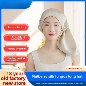 Bonnet de nuit en soie de mûrier à cheveux longs, vente en gros d'usine, bonnet de sommeil élastique réglable, personnalisation de bonnets de sommeil à longue queue pour femmes - Product Image 3