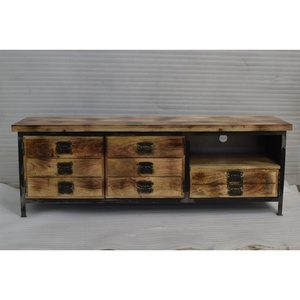 Soporte de TV de Metal de madera de estilo Industrial moderno Urban Living Home Villa Apartment Entertainment Display para sala de estar - Product Image 6