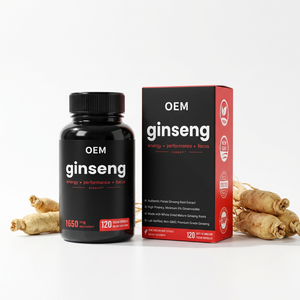 OEM Özel Etiketli Organik 1650mg Maksimum Güçlü Panax Ginseng Ginkgo Biloba Ashwagandha Kökü Bitkisel Ekstrakt Kapsülleri - Product Image 1