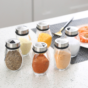 Conjunto de Suporte Rotativo para Temperos de Cozinha com 6 Potes de Vidro e Suporte de Aço Inoxidável - Organizador Vertical de Condimentos - Product Image 4