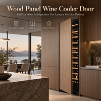 Réfrigérateur à vin encastré Minghou avec panneau de porte en bois, design personnalisé pour projet d'intérieur de luxe