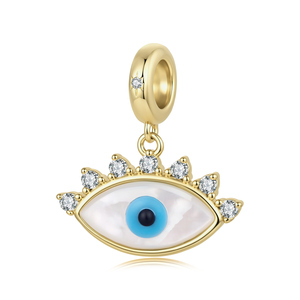 Amuleto de ojo chapado en oro con piedras de circonita y centro azul para regalo de joyería de moda unisex - Product Image 1