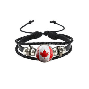Pulsera de Cuero Tejida de Varias Capas con Diseño Creativo de Bandera Nacional y Patrón de Fútbol para Fanáticos del Fútbol Unisex - Product Image 5