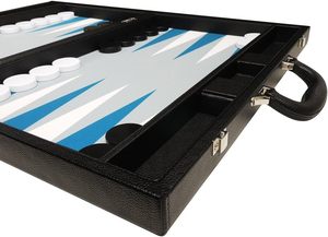 <span class=keywords><strong>Backgammon</strong></span> nhựa 19 inch đặt kích thước lớn màu đen với các điểm màu trắng và xanh dương cho các trò chơi trên bàn và bàn cờ - Product Image 4