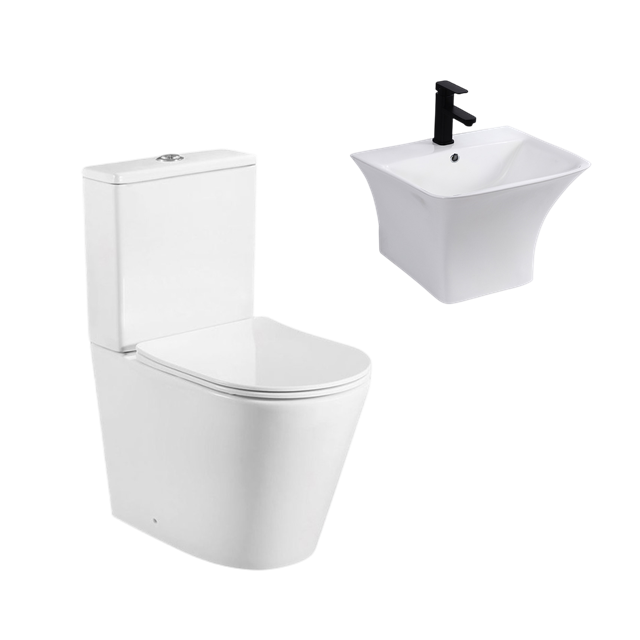 Bathroom Ceramic Two Pieces Toilets Wall