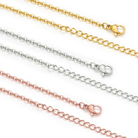 Collier simple en acier inoxydable avec fermoir mousqueton et chaîne d'extension pour la fabrication de bijoux DIY, composants et accessoires de bijouterie en gros