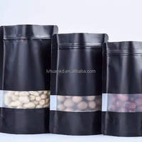 Emballage alimentaire dégradable en kraft, résistant à l'humidité, avec fermeture éclair refermable et fenêtre transparente, pour aliments pour animaux et gelée.