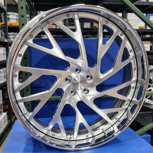 ล้อฟอร์จ 2 ชิ้นแบบกำหนดเอง ขนาด 24x9 24x10 5x120 5x120.65 หน้าปัดขัดเงา ขอบโครเมียม ลายซี่ลวดแยก สำหรับ Chevy Camaro ZL1 Corvette C7 - Product Image 2