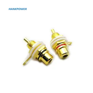 Panel Mount Gold Plated RCA Female plug Jack Audio Socket Amplifier Chassis Connector with nut solder cup