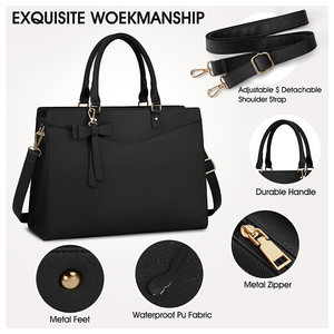 Sac à bandoulière en cuir PU noir pour <span class=keywords><strong>homme</strong></span> avec compartiment pour <span class=keywords><strong>ordinateur</strong></span> portable de grande capacité pour les voyages, le travail, les affaires, l'école - Product Image 4