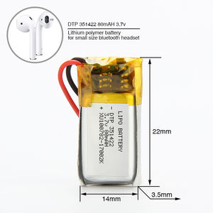 충전식 KC 인증 리튬 배터리 DTP 351422 3.7V 80mah 리튬 이온 폴리머 소형 배터리 - Product Image 3