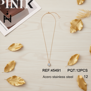 Collier en acier inoxydable avec pendentif diamant pour femme, bijoux fins, lot de 12 pièces - Product Image 3