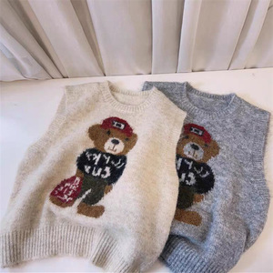 <span class=keywords><strong>Pull</strong></span>-over à col ras du cou imprimé ours dessin animé pour femmes - Product Image 3