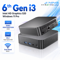 Pasokan Massal Mini PC Intel i3-6100U Opsional RAM DDR3 8/16/32GB, Dukungan WIFI5, Slot SSD M.2 Ganda, Port HDMI RJ45 USB Type-C