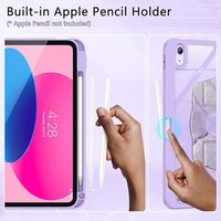 Coque pour IPad(A16) 11e génération 2025 et 10e génération 2022 avec porte-crayon, antichoc, rotation à 360 degrés, dos transparent pour iPad 11 "/10.9".