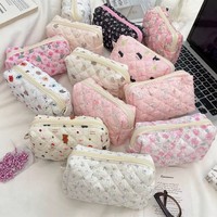 Trousse de Maquillage Matelassée en Polyester, Motif Anime Dessin Animé, Grande Capacité, Mignonne, pour Étudiants, avec Fermeture Éclair, pour Papeterie et Crayons