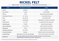 Feutre de nickel fritté de 0,4 mm à 0,6 mm d'épaisseur, porosité 60-80 %, pour couche de diffusion de gaz de générateur d'hydrogène