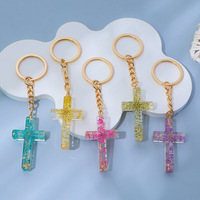 Mini porte-clés religieux en forme de papillon, cœur, croix de Jésus, produits chrétiens, cadeau pour client, breloque de sac chrétien, accessoires