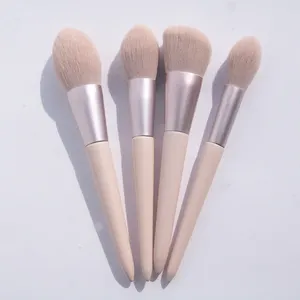 Custom Makeup Brushes Blade Eyebrow Eyeliner Brush Tube Solid Wood Handle Makeup Brush Synthetic Hair Wire Drawing Aluminum