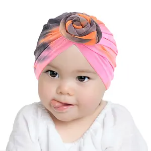 儿童穆斯林帽子结头巾染色扎头包裹彩色棉质儿童头巾