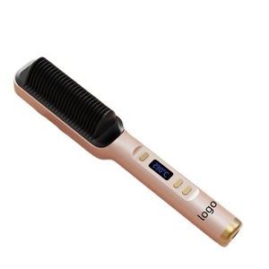 <span class=keywords><strong>Brosse</strong></span> lissante <span class=keywords><strong>chauffante</strong></span> portable PTC avec logo personnalisé 2 en 1, peigne lisseur de cheveux, fer <span class=keywords><strong>à</strong></span> <span class=keywords><strong>friser</strong></span> - Product Image 5