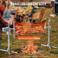 Support de rôtissoire universel électrique à rotation automatique 360° en acier inoxydable, kit de grillades pour barbecue, charbon de bambou réutilisable