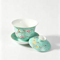 Gaiwan en porcelaine Famille Rose de qualité supérieure, style Sgraffito traditionnel, motif Sérénité Hivernale, tasse à thé Kung Fu avec couvercle et plateau