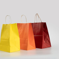 Sacs en papier kraft recyclé imprimés avec logo personnalisé, écologiques, classiques, avec poignées, pour les courses, les restaurants, les emballages à emporter