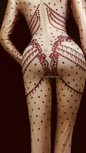 Pantalones de una pieza de cristal de diamante completo de manga larga Dewy para mujer Song DjDs Dance Team Gogo Performance Dress - Product Image 2